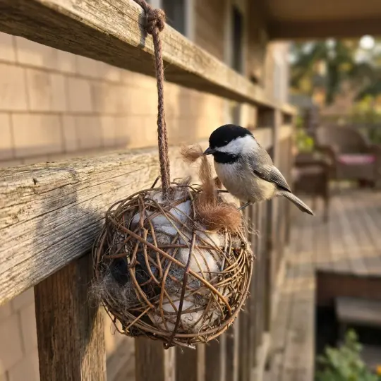 Bird Nesting - Alpaca Fleece Filled Natural Vine Ball