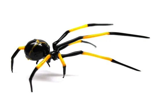 Large Black And Yellow Glass Spider – Realistic Handmade Figurine
