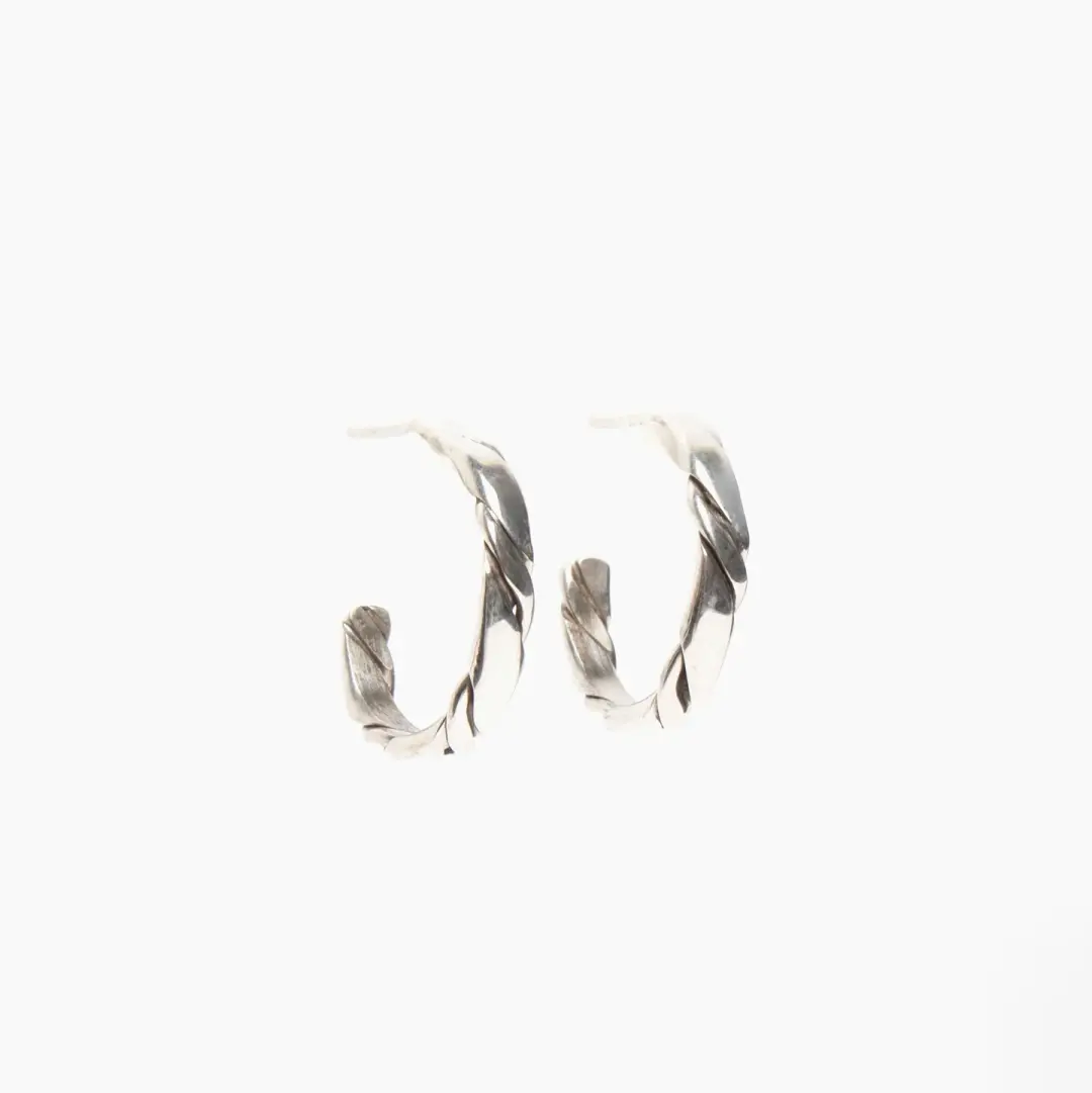 Small Twisted Sterling Silver Hoops