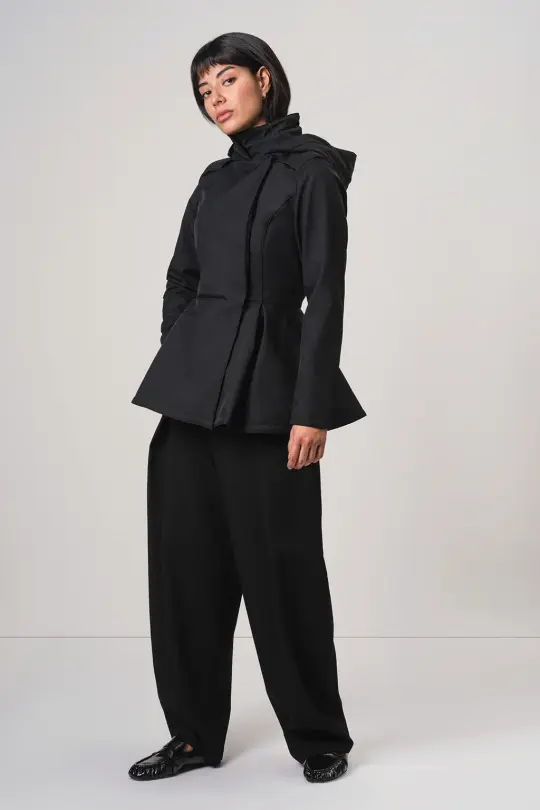 Black Jacket with Detachable Hood and Bow | Moonlit Bow