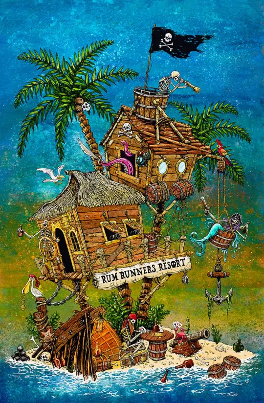 Rum Runners Resort Canvas Print - Tropical Ocean Art by David Lozeau
