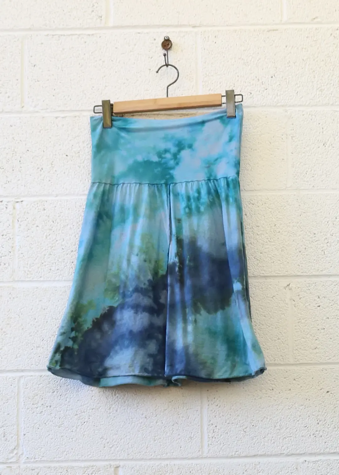OOAK - Warrior Simplicity Short Skirt  / L / TISSUE Hemp/Organic Cotton / Ice Dye (187)
