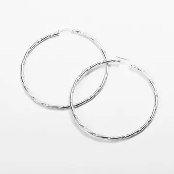 2" Stylized Sterling Silver Hoop Earrings