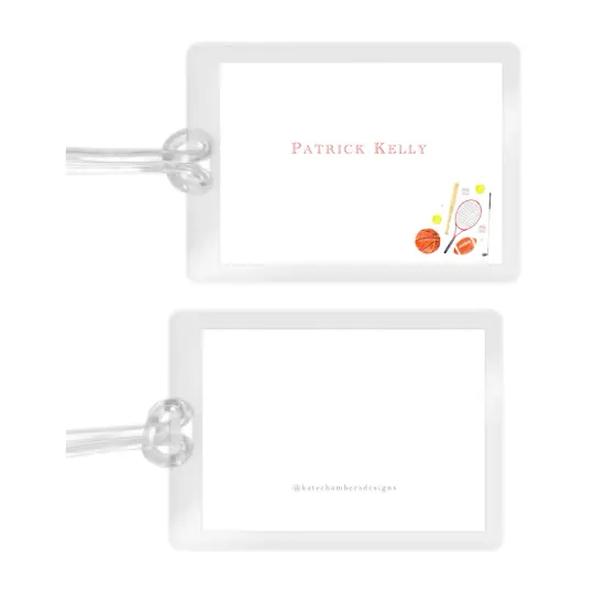 Boy's Watercolor Multi Sports Laminated Bag Tag