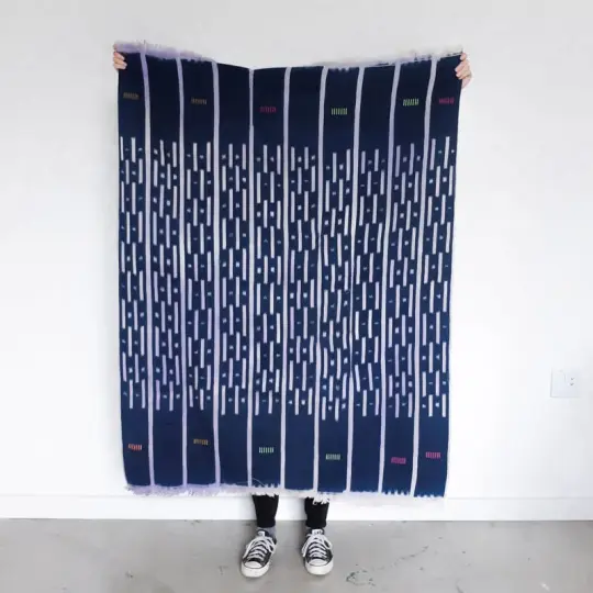 Baoulé Cloth in Indigo and White with Multicolor Accents