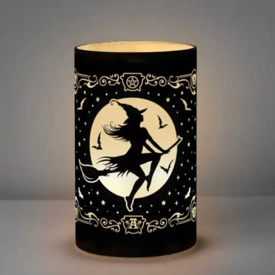 Witch by Moonlight Etched Glass Lantern by Alchemy Gothic