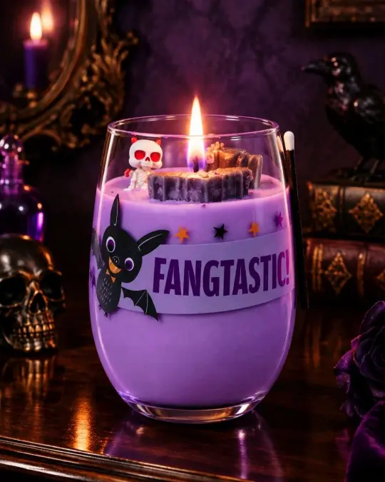 Artisan One Moon Flame Bite Night Fangtastic Cherry Wine Glass Candle