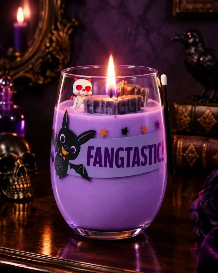 Artisan One Moon Flame Bite Night Fangtastic Cherry Wine Glass Candle