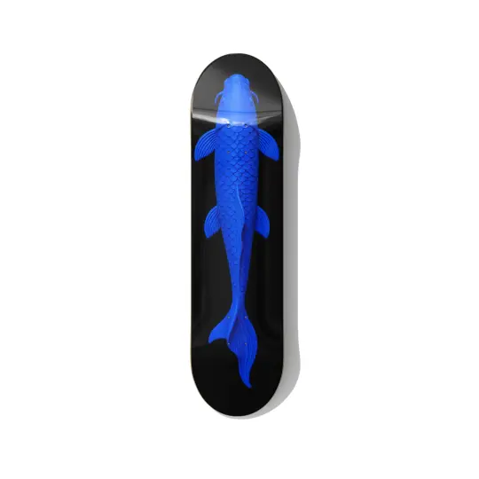 Blueprint Koi – Blue Monochrome Skateboard Wall Art
