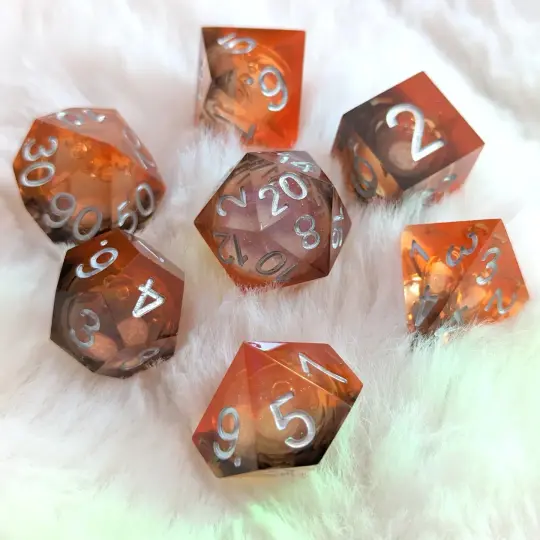 Dark Summoning Liquid Core Dice Set – Sharp Edge Black Red DnD Dice | Fennek & Finch
