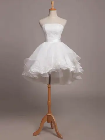 Minimalist White Homecoming Dress ,A-Line Strapless Tulle Short Prom Dress RS958