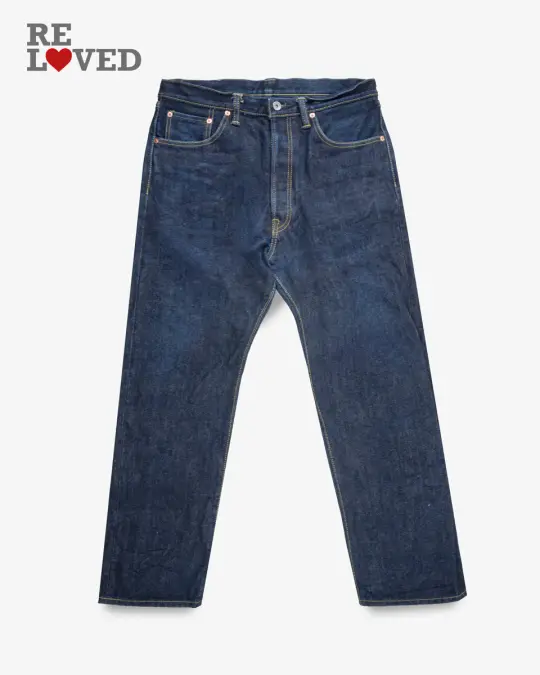 21oz Selvedge Denim "1955" Vintage Tapered Jeans - Indigo (IH-1955S) Tag 36, Hemmed to 30.0"