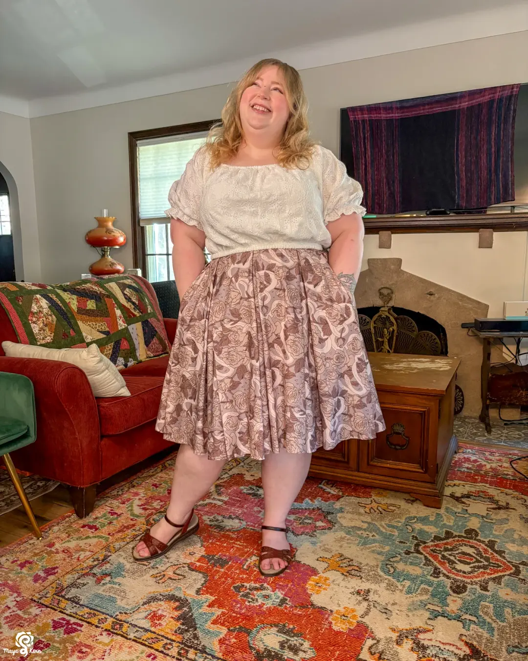 Hiss Latte Cotton Pleated Midi Skirt — FINAL SALE