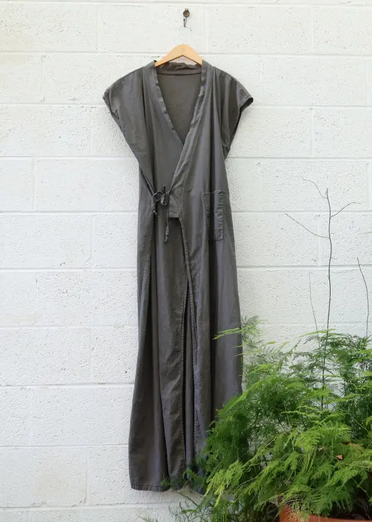 SAMPLE SALE - Ryokan Long Dress / XXS - S / Hemp/Cotton / Olive (22)