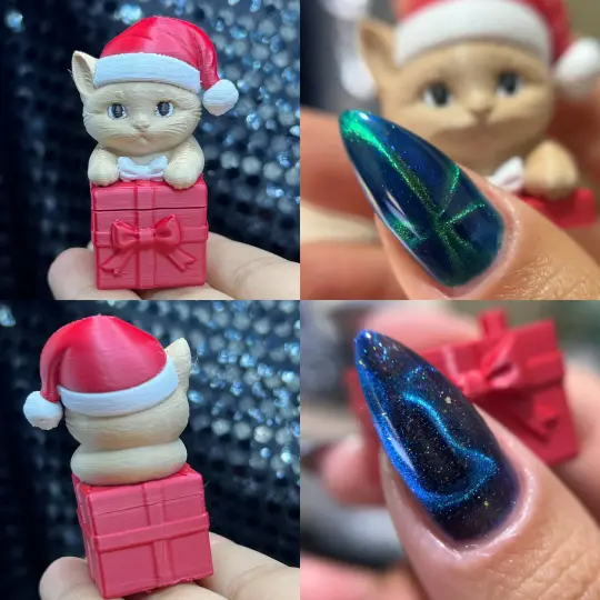 Indie Polish by Patty Lopes: Holiday Magnet "Kitten With a Christmas Giftbox" *CAPPED PRE-ORDER*