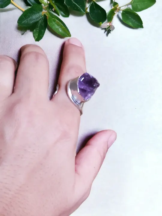Rough Amethyst Handmade ring - adjustable
