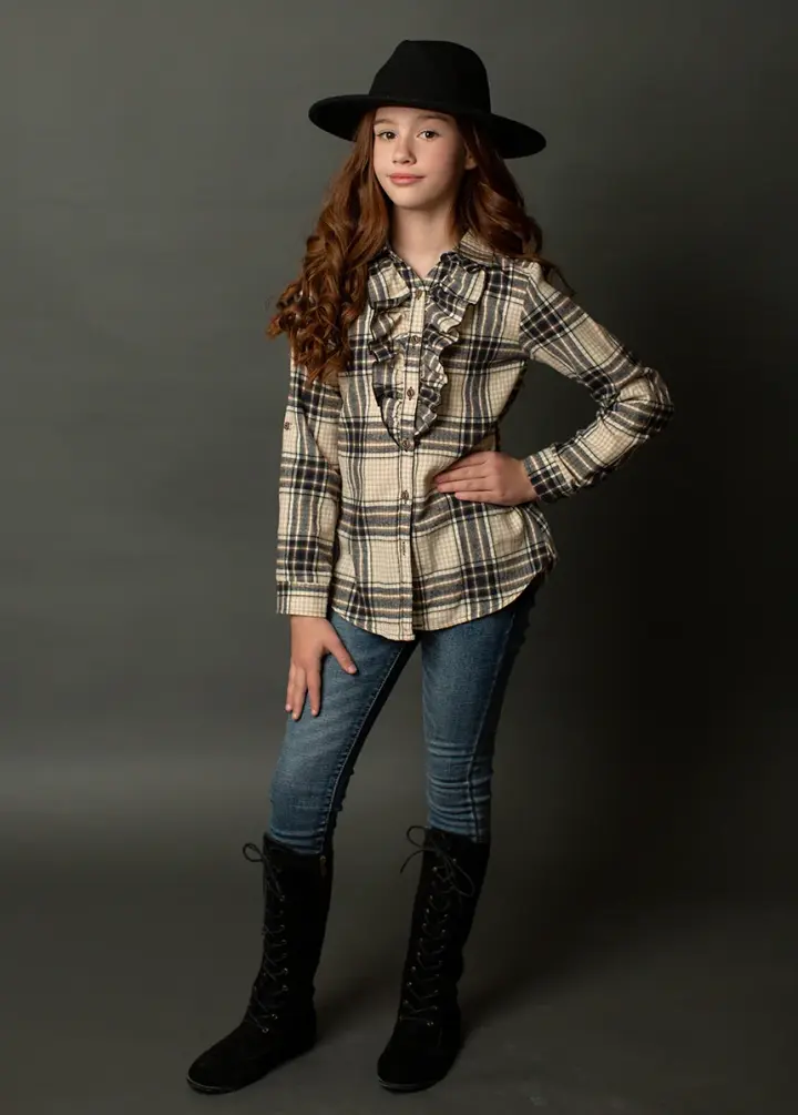 Kendall Top in Neutral Plaid