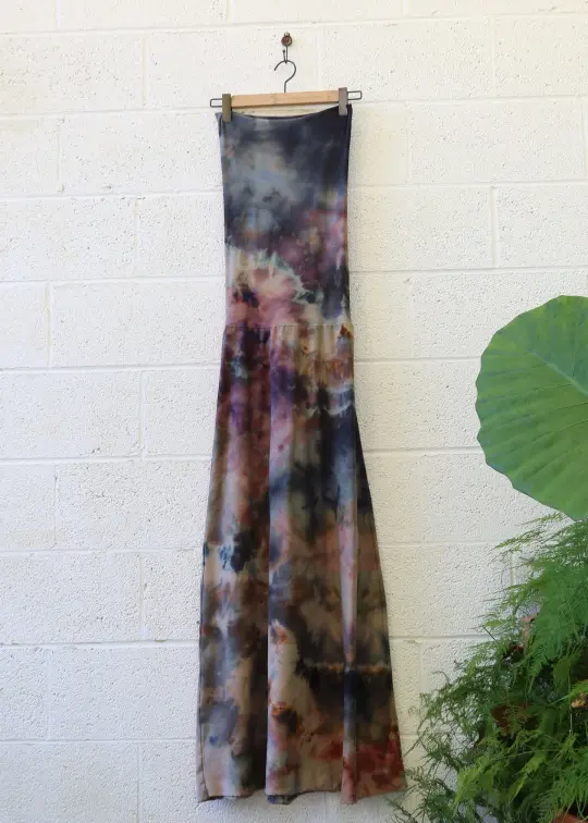 OOAK - Love Me 2 Times Simplicity Long Dress / S / MED STRETCH Organic Cotton / Ice Dye (106)