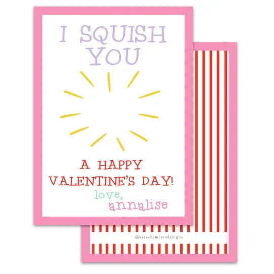 Pink I Squish You Valentine's Day Card