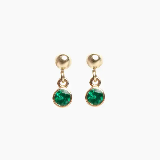 Emerald Dangle Stud Earrings
