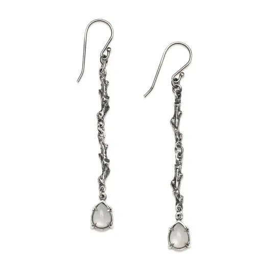 Petite Gray Lady. Earrings. Sterling Silver and Gray Moonstone.