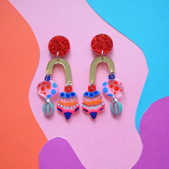 Modern Holiday Christmas Ornament Earrings