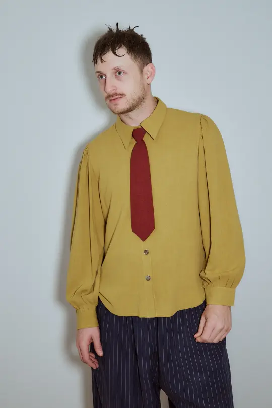 Business Man Blouse Soft Linen Ketchup/Mustard