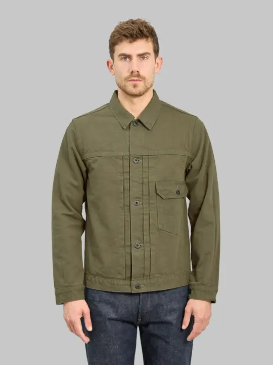 ONI Denim 01507L HOX-OLB "Sulfur Dye Heavy Oxford" 13oz Type Ⅰ Jacket Olive Brown