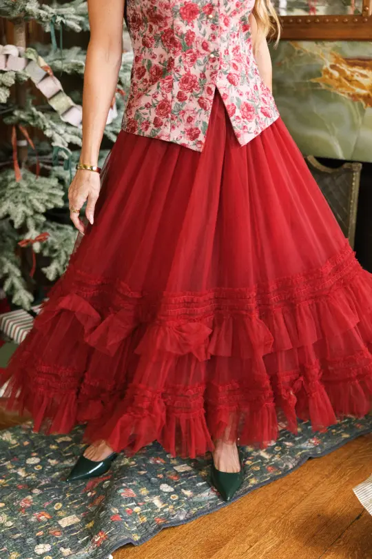 Celestine Skirt in Garnet