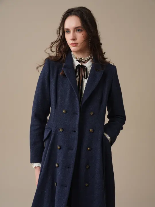 Mabel 01|Double breasted 100% wool coat