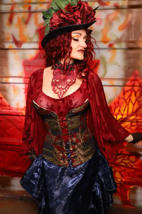 Crossfire Overbust *Base Corset ONLY* in Enchanted Border Tapestry - The Sensual Solstice Collection