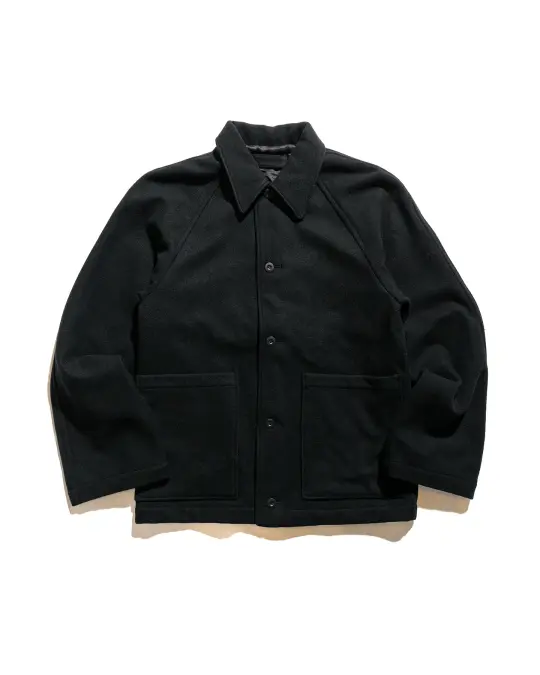 James Coward Rambler Coat Black Wool Flannel