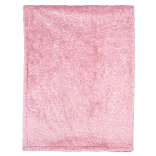 Baby Mode Baby Boys and Baby Girls Embossed Plush Minky Blanket, Pink Filigree