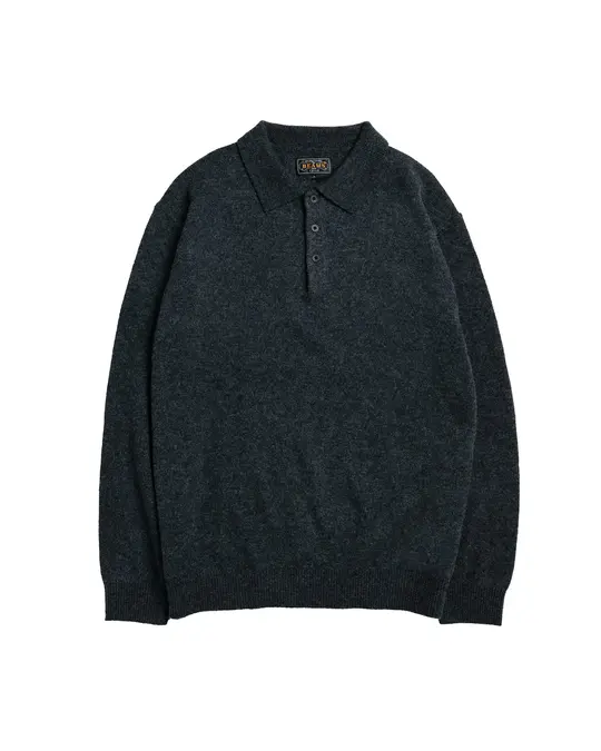 Beams Plus Knit Polo 9G Charcoal Grey