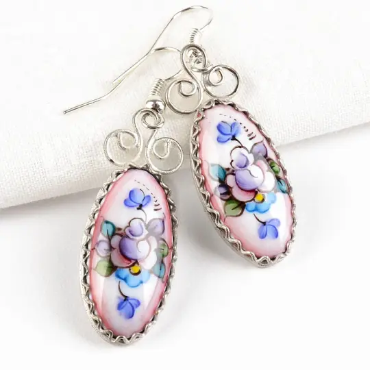 Oval Rostov Enamel Earrings