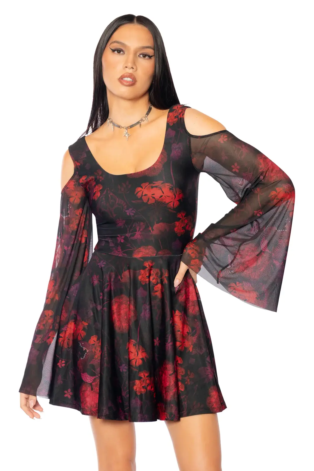 Writhe in Agony Sheer Sleeve Tank Dress