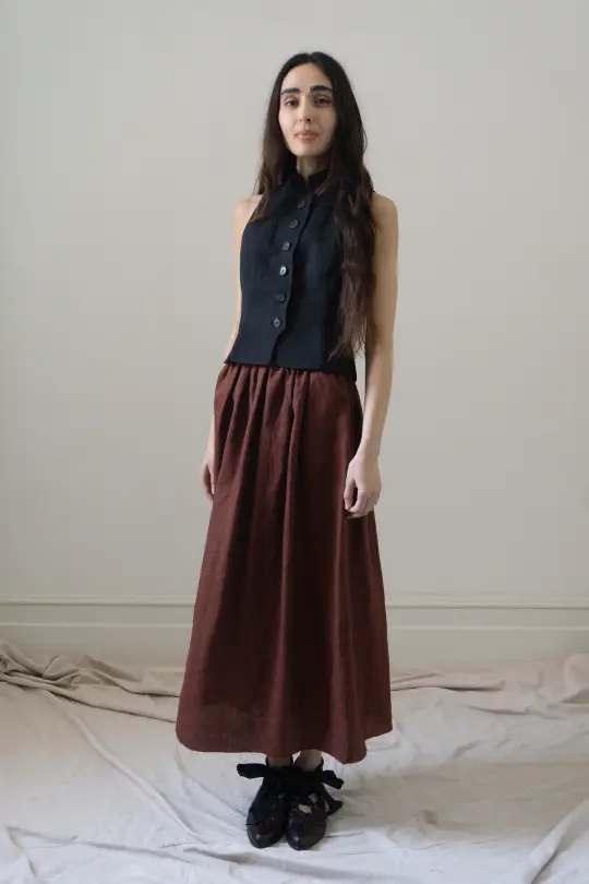 Lucia Linen Skirt - Dark Pomegranate