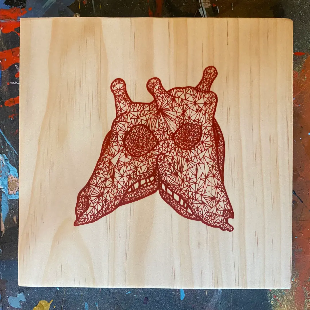 Double Giraffe on Solid Pine Block