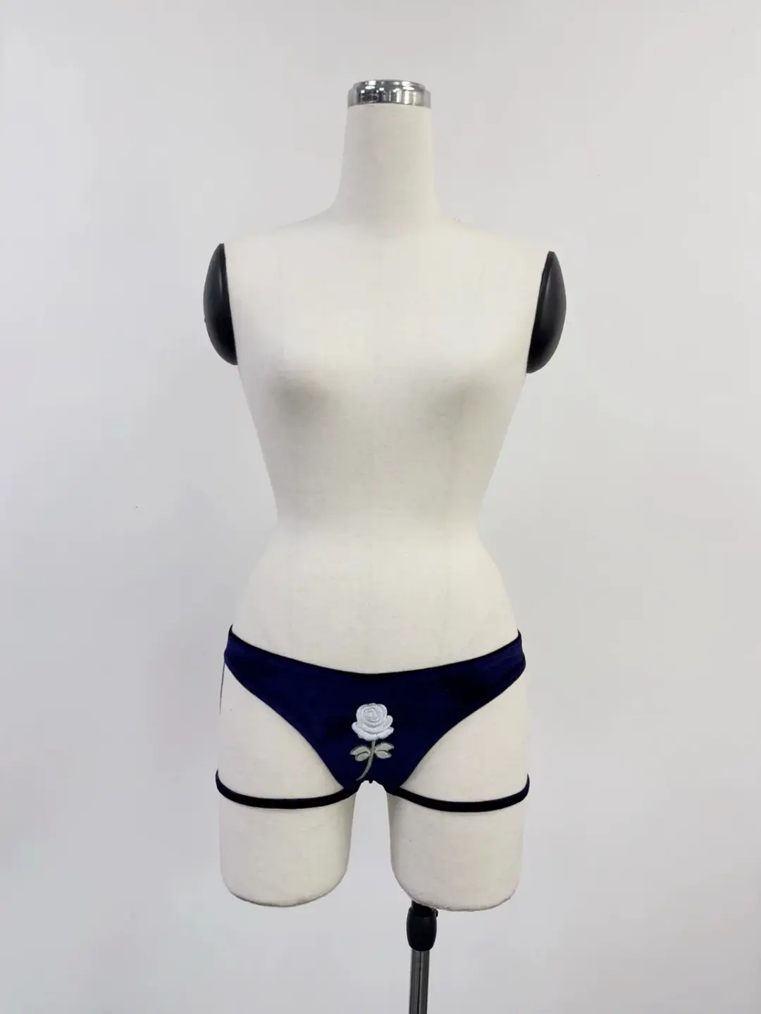 SAMPLE #393 - S Stretch Velvet Lady Di Bear Garter Briefs - Purple / White