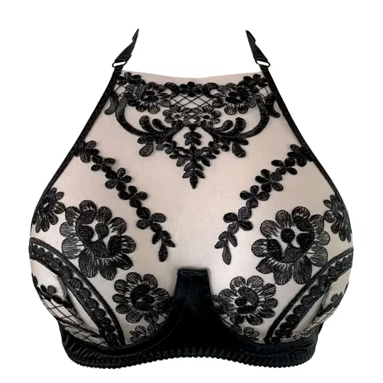 OHMYGOTH HALTER BRA - BLACK
