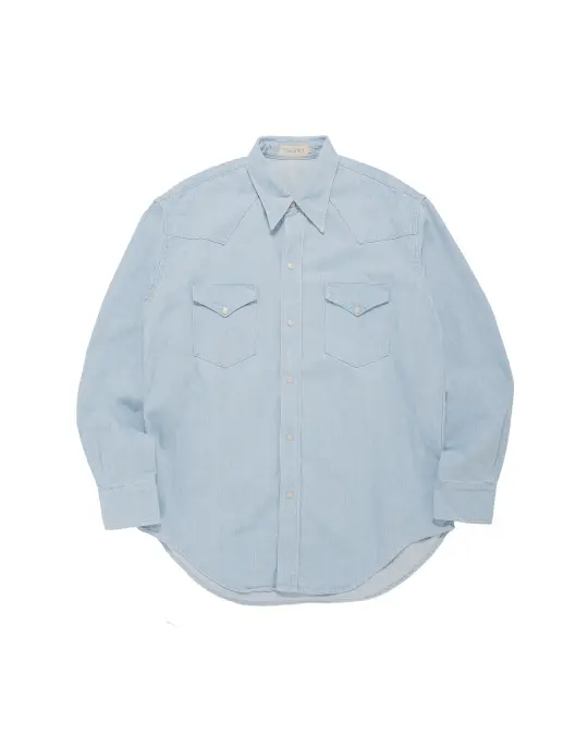Cohérence Abiquiu 10oz Logger Selvedge Denim Shirt Aqua Blue
