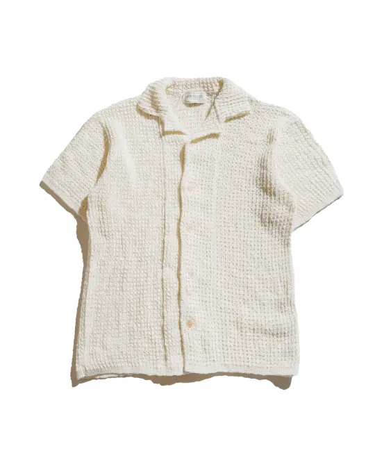 The Real McCoy’s MC25002 Cotton Knitted Button Up Shirt Milk