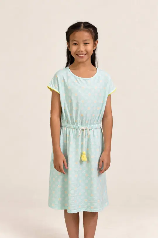 Hayley Dress - Teal Plaid Tiles