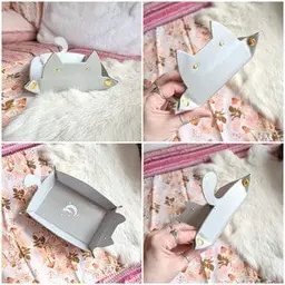 Cat Dice Tray in Silver | Foldable PU Leather Rolling Tray for DnD