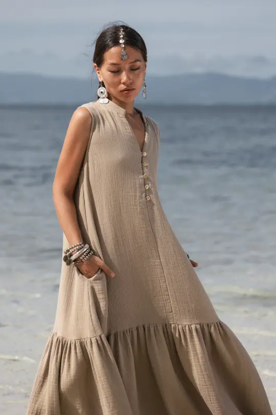 Cotton Dress Aiyana Beige