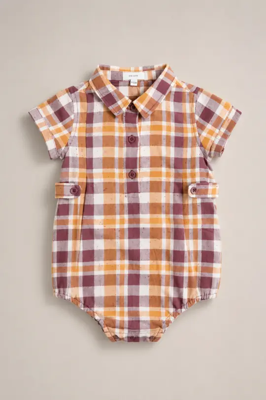 Baby Lucas Romper in Spiced Plaid