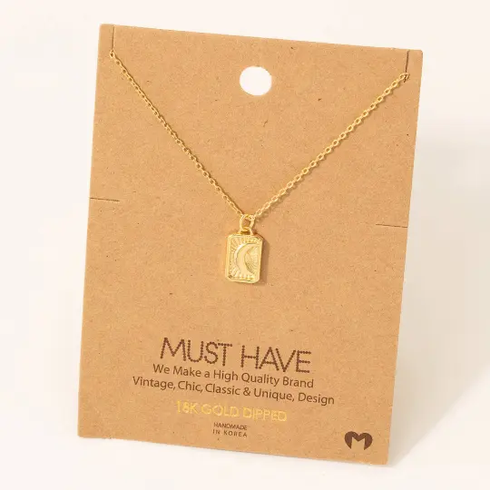 Crescent Moon Rectangle Pendant Necklace 30% off