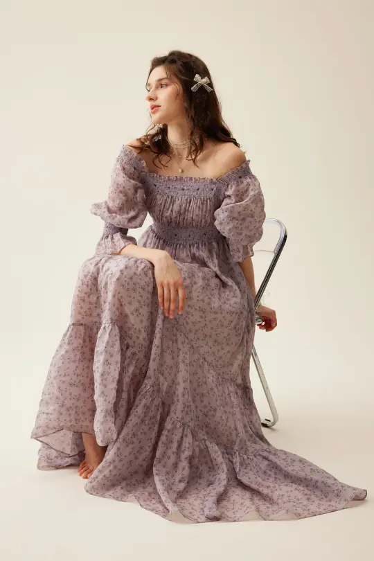Cloud 21 | smocking embroidery linen dress