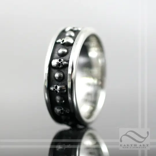 Mens Skull Band - Sterling silver
