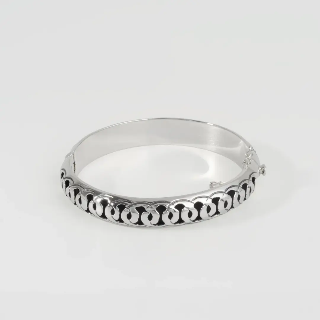 Sterling Silver Oxidized Shadow Box Cuff Bracelet
